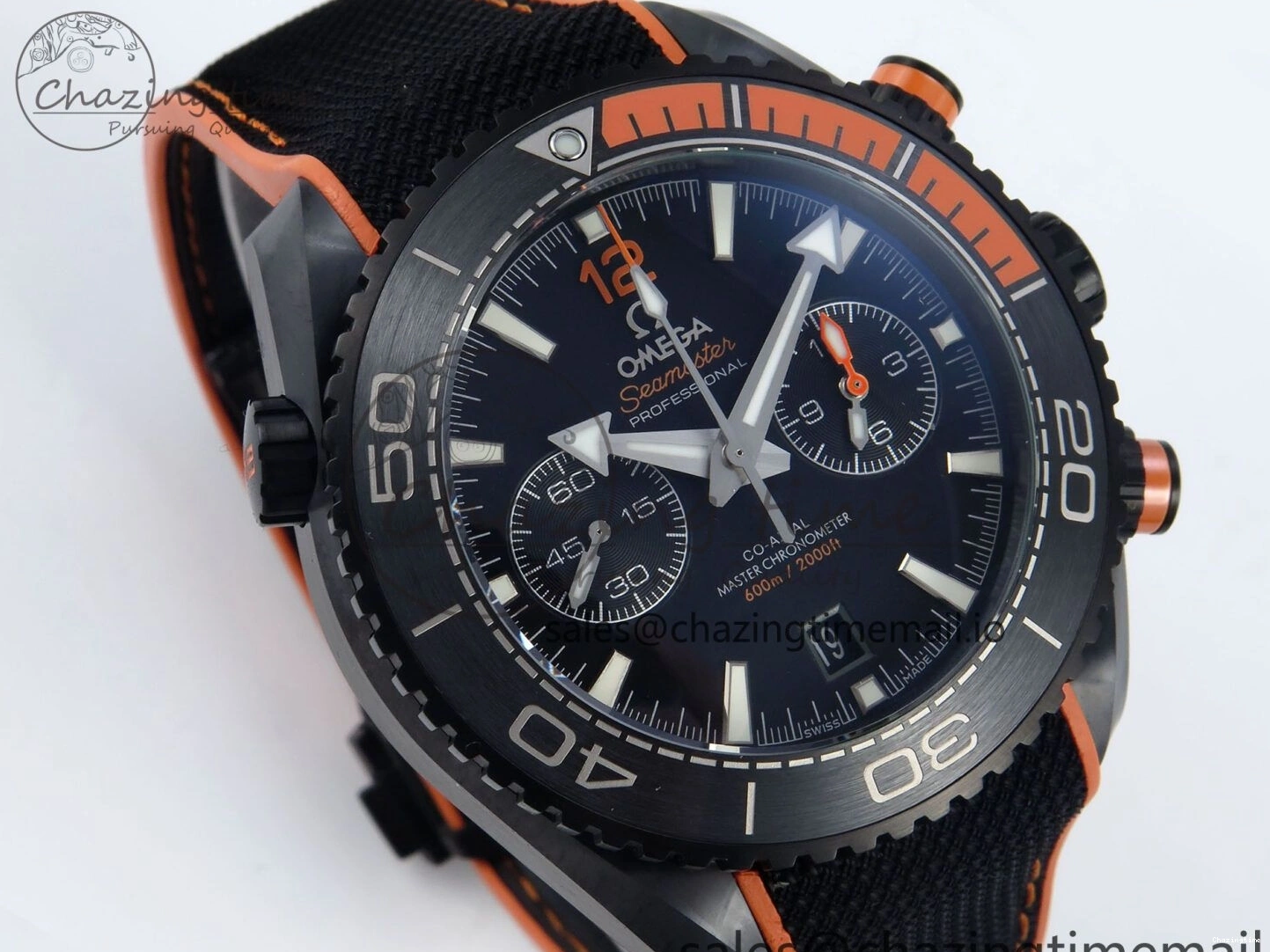 0520 Attractive Planet Ocean Master Chronometer 600M 45.5mm SCF 1:1 Best Edition Black Orange Bezel Black Dial on Black Rubber Strap A9900 Super Clone 7668